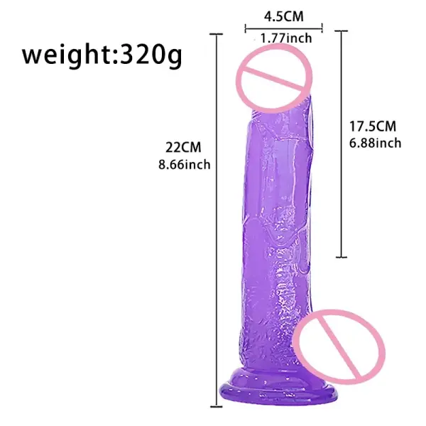 Realistic clear TPE dildo in vibrant rainbow colors for adult toys
